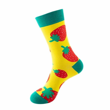 

ERTUTUYI Printed Color Fruit Pattern Socks Autumn And Winter Cotton Socks A