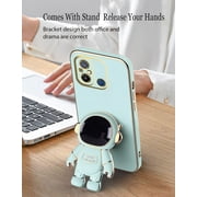 Compatible with Xiaomi Redmi 12C Case for Women Men, Ultra Soft Xiaomi Redmi 12C Phone Case with Stand Silicone TPU Plating Cute Astronaut Pattern Cases Cover (Green)