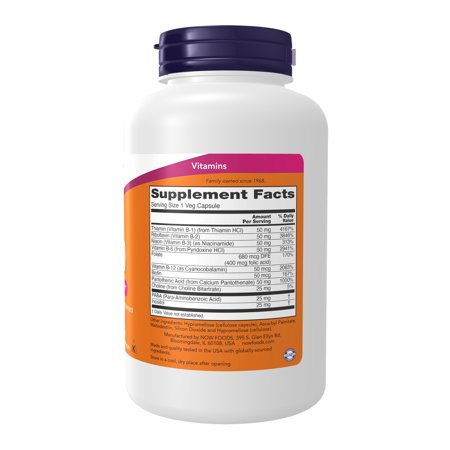 ナウフーズ B-50 サプリメント 250粒 NOW Foods ビタミンB群11種 葉酸 ナイアシン ビオチン パントテン酸 PABA コリン イノシトール お得サイズ