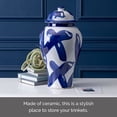 thumbnail image 3 of Mikasa Blue & White Round Stoneware Tableware Jar - Decorative 8"x15" Dinnerware Accent for Storage or Display - Stylish Brushstroke Ginger Jar for Kitchen Counters, Dining Tables, Entryways, 3 of 6