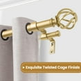 thumbnail image 6 of 1 Inch Double Curtain Rod 72 to 144 Inches (6-12 Feet), Gold Curtain Rods for Windows 66 to 120, Heavy Duty Telescoping Drapery Rod with Twisted Cage Finials, 6 of 15
