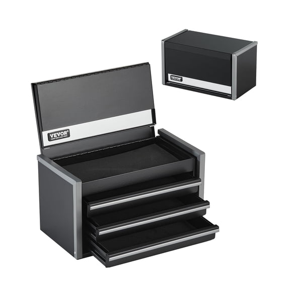 Caja de herramientas VEVOR Metal de 22 cm con 3 cajones portátil con forros de EVA