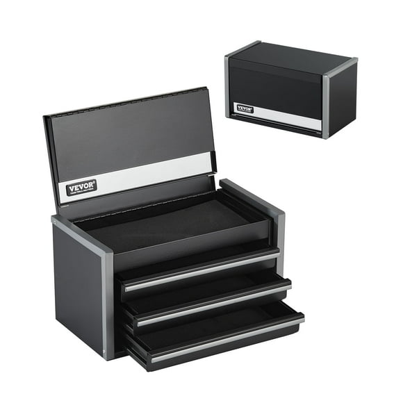 Caja de herramientas VEVOR Metal de 22 cm con 3 cajones portátil con forros de EVA