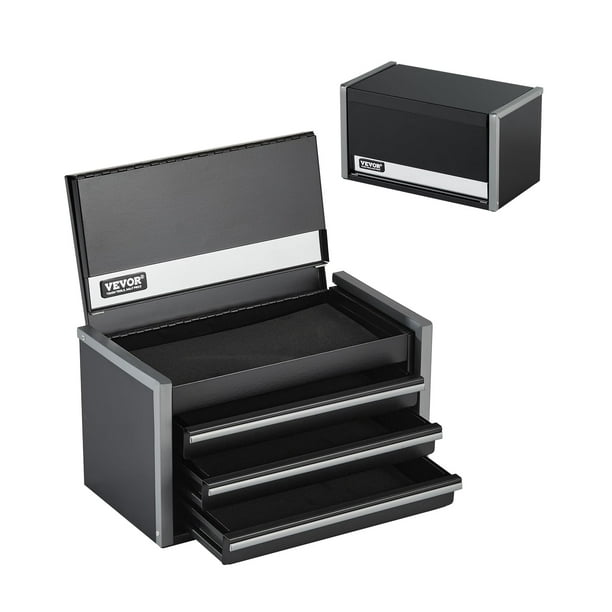Caja de herramientas VEVOR Metal de 22 cm con 3 cajones portátil con forros de EVA