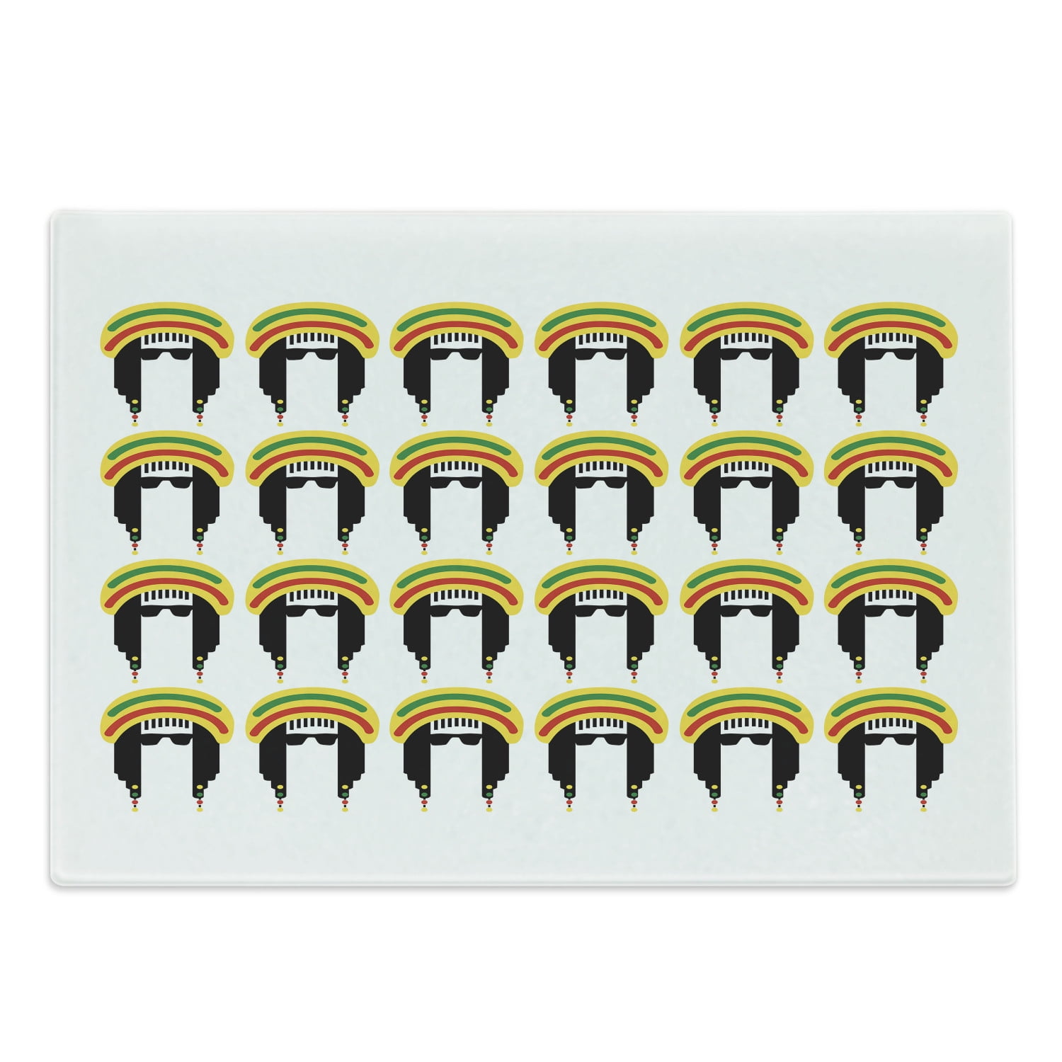 Jamaican Cutting Board, Jamaican Culture Elements Cartoon Style Design