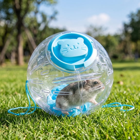 Hamster Exercise Running Ball Ventilation Holes Rotating Lock Closure Tool-Free Assembly Transparent Workout Ball For Hamsters Gerbils Small Pets 7.09In Blue