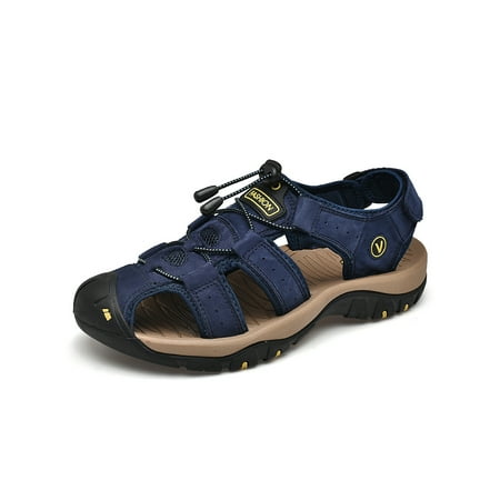 

LUXUR Closed Toe Sandals for Men Fisherman Sandal Summer Beach Shoes Blue Size 10.5