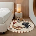 thumbnail image 3 of Vintage Rooster Large Round Rug 8 FT, Non Slip Living Room Area Carpet, Watercolor Spring Floral Farmhouse Animals Washable Soft Circle Rug Non-Shedding Floor Carpet for Bedroom Office Dining Room, 3 of 9