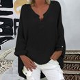 thumbnail image 3 of Plus Size Tops Trendy Western Tops for Ladies V-Neck Pullover Loose Tunic Long Sleeve T Shirts Solid Color Sweatshirts Womens Spring Fashion Black XL, 3 of 7