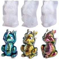 LET'S RESIN Dragon Resin Molds, Hear, Speak, See No Evil 3 Pcs Dragon Epoxy Resin Molds, Lively 3D Animal Silicone Molds for Epoxy Resin, Art Craft, Gift