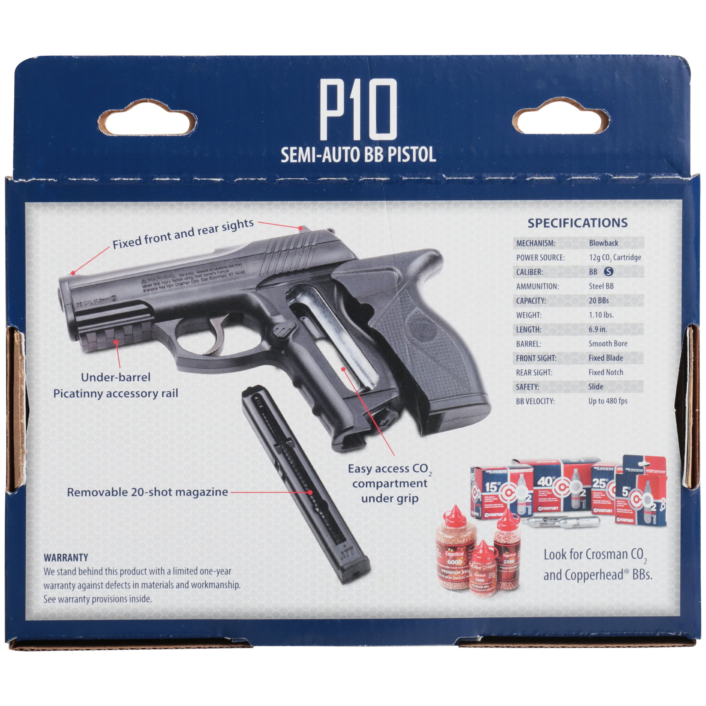 Crosman P10 Phantom .177 Caliber SemiAuto CO2 Air Pistol BB Gun CO2