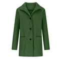 thumbnail image 3 of DuoJiaJ Women's Autumn Winter Vintage Solid Color Button Up Stand Collar Wool Coat Women Winter Coat Green XL, 3 of 3