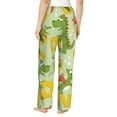 thumbnail image 3 of Disketp Cartoon Dinosaurs Print Women'S Comfy Pajama Pants Casual Drawstring Palazzo Lounge Wide Leg Pants, 3 of 9