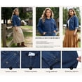 thumbnail image 4 of Agnes Orinda Women's Plus Size Denim Trucker Jacket Turn Down Collar Long Sleeve Button Down Casual Jean Jackets with Pockets 1X Dark Blue, 4 of 8