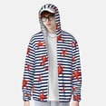 thumbnail image 4 of Kll Starfish Navy Blue Stripe Print Men'S Women’s Upf 50+ Sun Protection Outdoor Hoodie Jacket Long Sleeve Fishing Hiking Performance Shirt- Small, 4 of 8