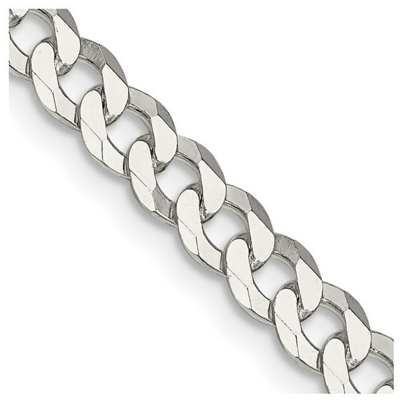 Auriga Fine Jewelry 925 Sterling Silver 5 mm Beveled Curb Chain Necklace for Women 16"