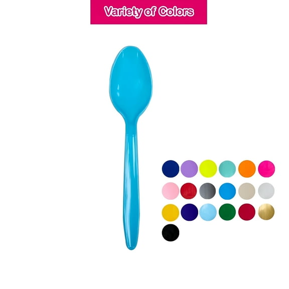 ACDANC 2026 New Disposable Plastic Light Blue Spoons,24 Count,(1 Pack),For Parties,Events,Picnics,Outdoor Gatherings,Desserts,Snacks,Catering