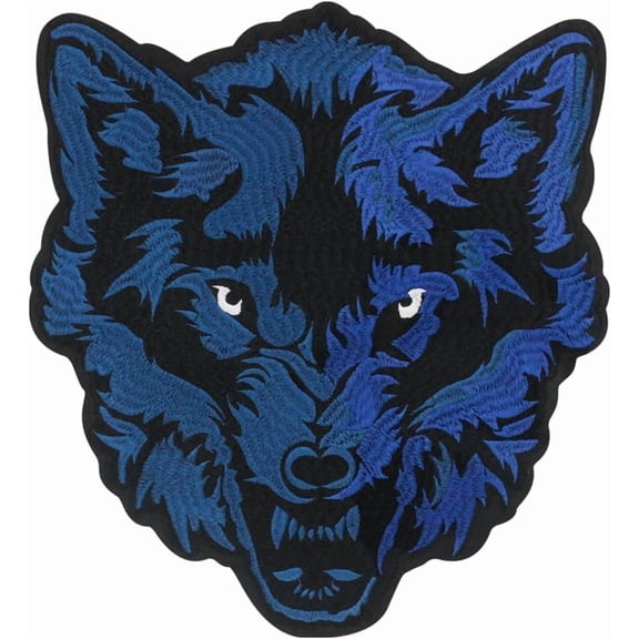Blue Wolf Embroidery Patches Cool Patches Iron on Sew on Patches Wolf Patch Decorative Fabric Patch Jacket Patch 1 Piece