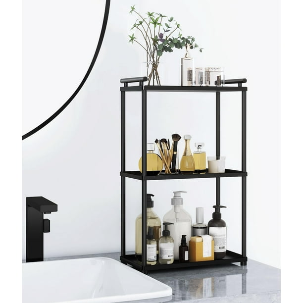 Organizador de baño VOTZAAQ de 3 niveles de acero inoxidable negro mate
