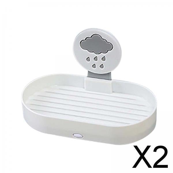 2x Jabonera con Caja de Jabón de Drenaje Caja de Almacenamiento de Jabón Multiusos Jabonera Desmontable Montada en La Pared para El Hogar Hotel Bañera 2 piezas