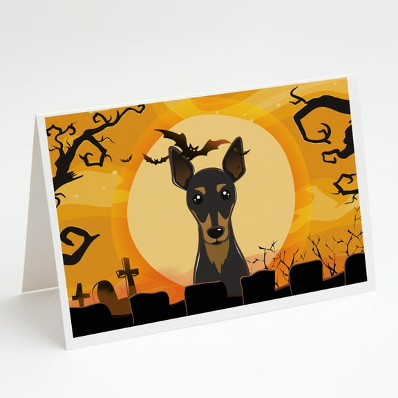 Halloween Min Pin Greeting Cards and Envelopes Pack of 8