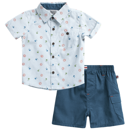 

Dapper Dude Baby Boys Short Set - 2 Piece Button Down Collared Shirt and Shorts Optional Bow Tie (Infant)