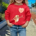 thumbnail image 4 of HXWCHs Trendy girls' graphic sweatshirt Valentine's Day Girls Puppy Print Hooded Sweatshirt Fashionable Winter Autumn Children's Casual Pullover top Watermelon Red 12-18 Months, 4 of 5