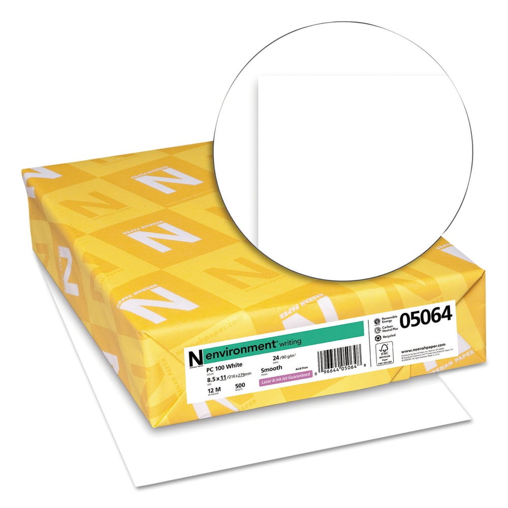 Neenah Environment PCF Recycled Paper, 24 lb., 95 Bright, 8-1/2" x 11", 500 Sheets