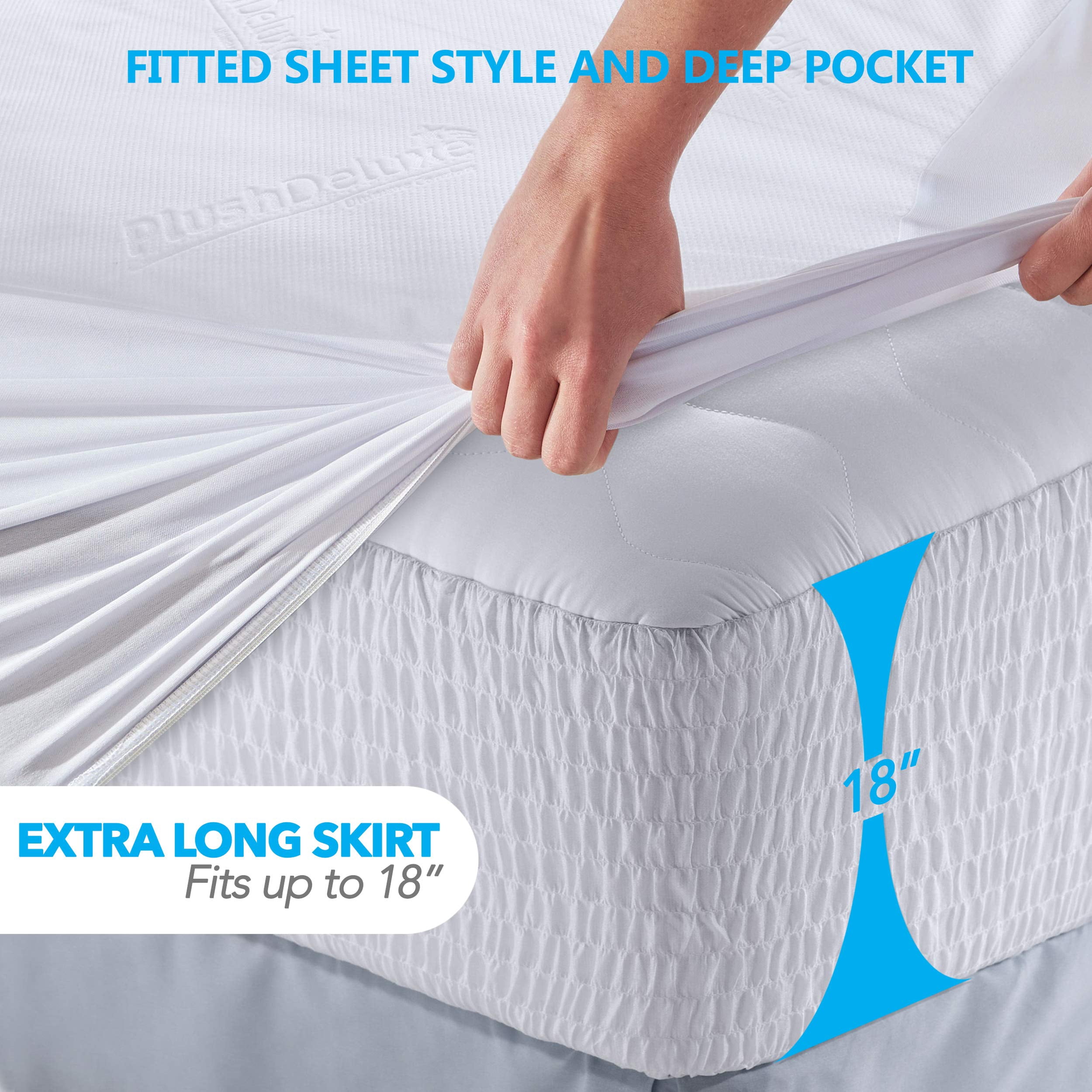 Mattress Protector - Full Size  Waterproof & Ultra Soft Breathable Noiseless Washable Bed Cover For Comfort Protection White