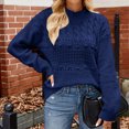 thumbnail image 2 of JYnXIANTI Fall Sweaters for Women Casual Loose Crochet Knitting Pullover Soft Trendy Mock Neck Long Sleeve Tops, 2 of 3