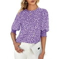 thumbnail image 2 of Polka Dots Print Women 3/4 Sleeve Casual Chiffon Blouse Tops, 2 of 5