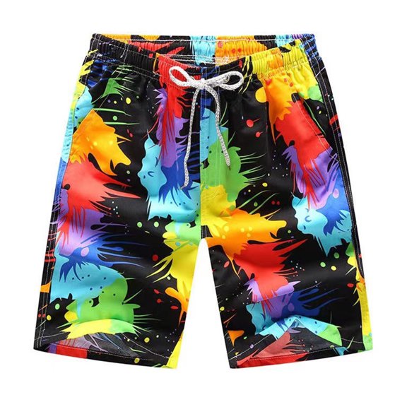 FLMEI Men's Beach Shorts Elastic Waist Printed Five Pants Loose Swim Trunks Quick Dry Summer Sweat Shorts for Mens M-4XL