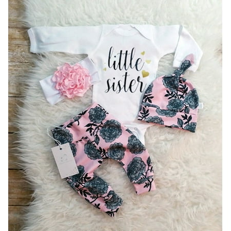 Newborn Baby Girl Floral Clothes Romper Jumpsuit Bodysuit +Long Pants Outfit