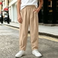 thumbnail image 3 of HAOTAGS Kids Printed Elastic Waistband With Pockets Loose Pants (5-15) Outdoor Casual Nylon Spandex Trousers Khaki Size 9, 3 of 10