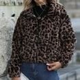 thumbnail image 4 of Zpanxa Women's Leopard Print Sherpa Jacket Cozy Fleece Lined Short Zip Up Casual Winter Outerwear Animal Pattern, 4 of 6