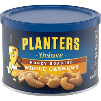 ers Deluxe Honey Roasted Whole Cashews, 8.25 oz Canister