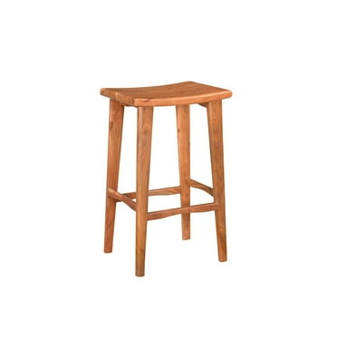 HomeRoots 32" Wood Brown Backless Counter Height Bar Chair With Footrest