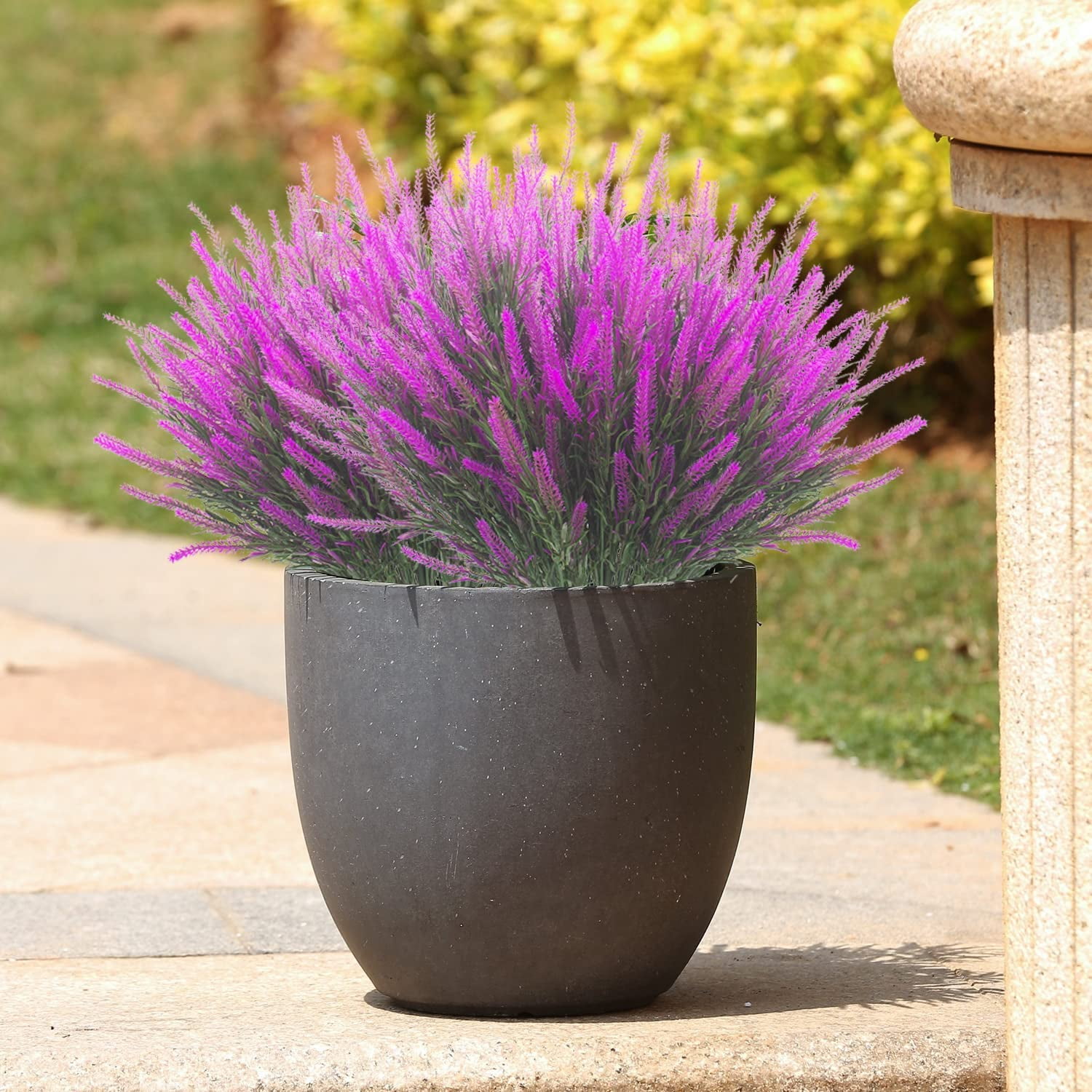 12 Bundles Artificial Lavender Flowers Faux Plants Fake Flowers Outdoor UV Resistant No Fade Garden Porch Window Box Decor(Fuchsia)