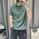 thumbnail image 4 of Camiseta Polo Hombre Dibujos Top Slim Fit con Cuello Camisetas Masculinas Ropa de Calle Verde Ropa de Lino Elegante Manga Corta de Un Cuarto, 4 of 5