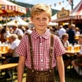 thumbnail image 6 of Boys Button Down Shirts Checked Short Sleeve Collared Shirt With Print Comfortable Classic Boys Daily Wear Casual Tops, 6 of 6