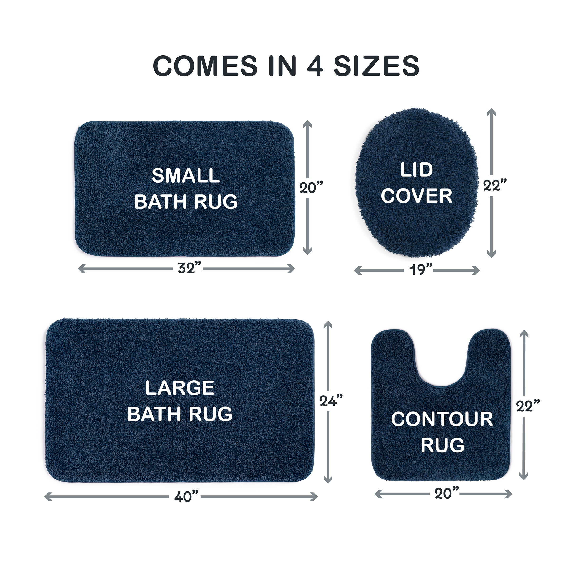 Mainstays Basic 2-Piece Polyester Bath Rug Set, Navy, 20" x 32"