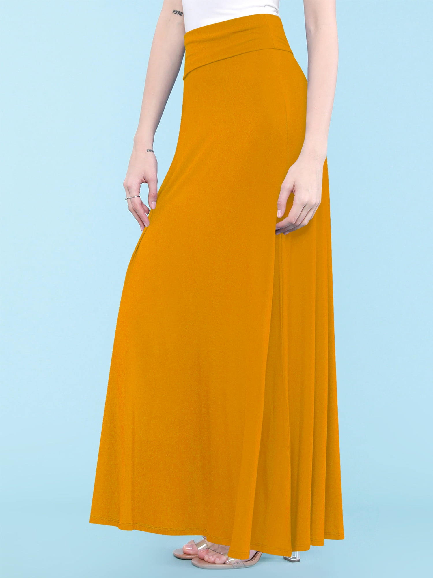 Mustard maxi skirt best sale