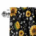 thumbnail image 5 of Kitchen Valances for Window, Farm Blossom Sunflower on Black Light Filtering Rod Pocket Valance Curtain, Seamless Floral Bees Short Curtains Window Topper for Bedroom Bathroom Living Room 54x18in, 5 of 9