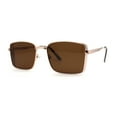 thumbnail image 2 of Mens Luxury Classical Narrow Rectangular Metal Rim Pimp Sunglasses Gold Brown, 2 of 4