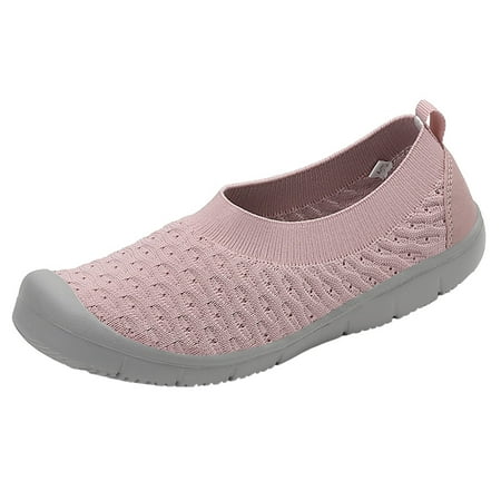 

Women Walking Shoes 2022 New Ladies Fashion Fly Woven Breathable Mesh Toe Head Lightweight Casual Comfortable Flat Shoes casual shoes for Women Mesh Pink