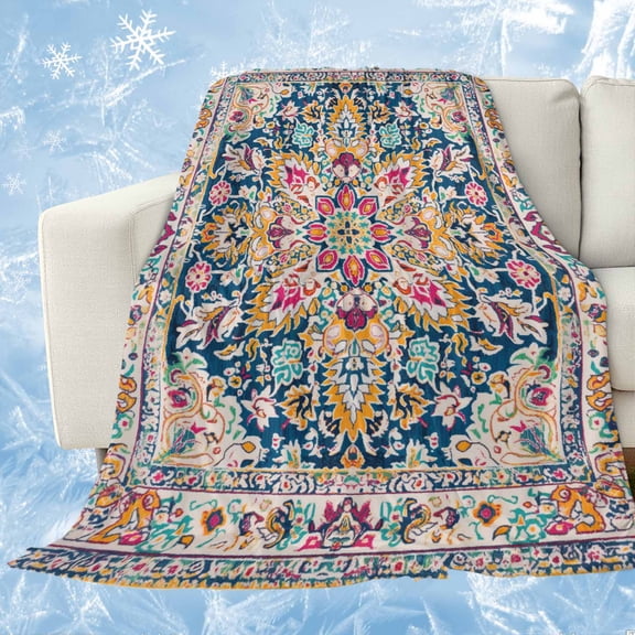 Colorful Boho Cooling Blanket,Lightweight Breathable Summer Throw Blanket with Double Sided Cold Effect,Ethnic Vintage Mexican Flowers Southwestern Picnic Blankets Bed Sheet for Hot Sleepers 40"x60"