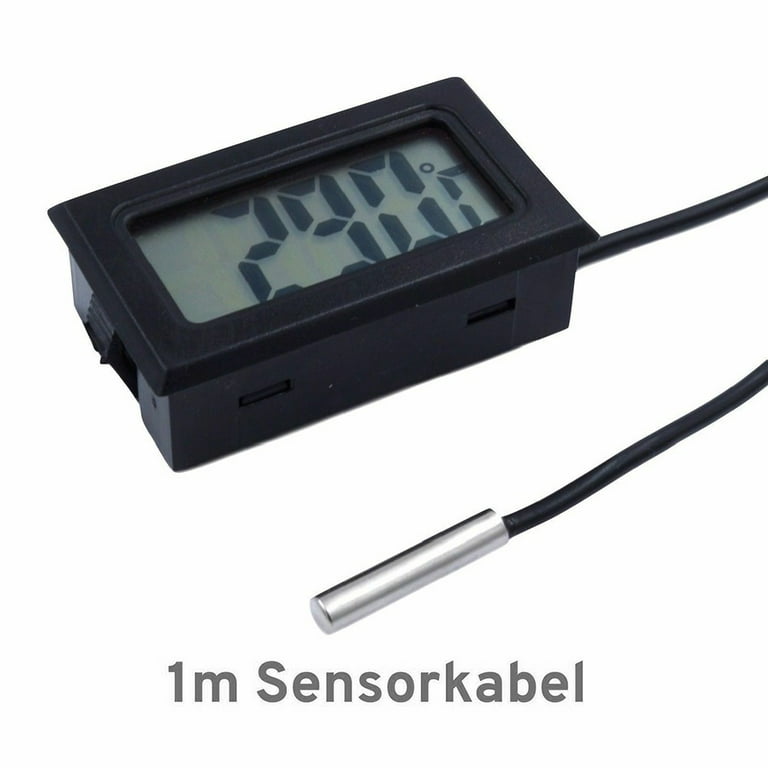 Mini Thermometer Temperature Display Digital with Probe 1m - 5M Black Cable, 5 Meters