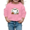 thumbnail image 2 of Crewneck Sweatshirt Boys Girls Spooky Print Crew Neck Long Sleeve Pullover Hoodless Top Pink 5-6 Years, 2 of 4