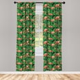 thumbnail image 4 of Ambesonne Tropical Window Curtains, Monsteras Flamingos Plot, Each 28" W x 84" L, Burnt Sienna and Fern Green, 4 of 4