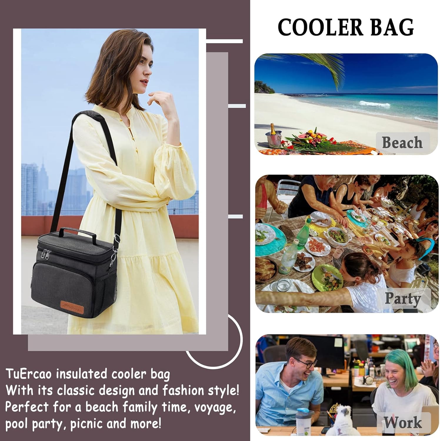 HotAdsFW Insulated Cooler Bag 6/24 Can Collapsible Leakproof Soft Sided Cooler for Car, Portable Foldable Small Ice Chest for Beach Camping Picnic Travel, 5/15qt Lunch Box for Men Work